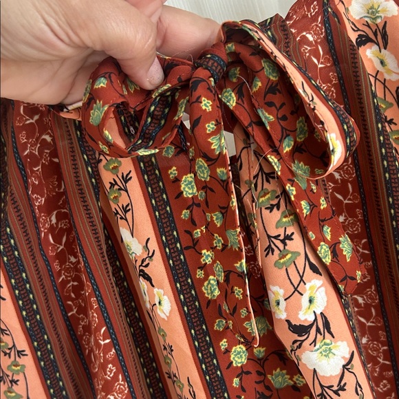 💓 LC Lauren Conrad Floral Striped Blouse - Pink and Brown - Picture 5 of 5